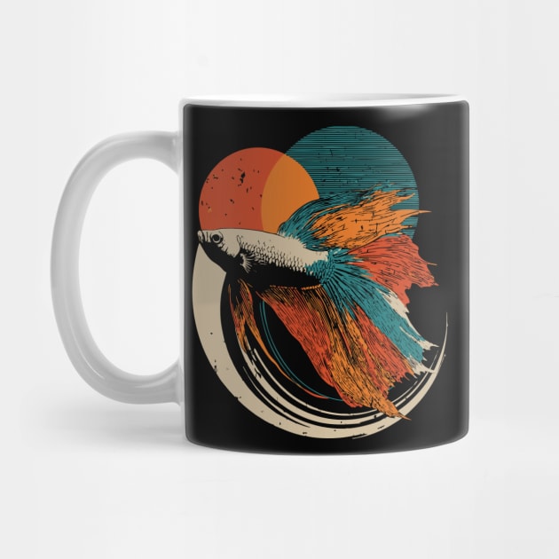 Retro Betta Fish Graphic Art for Aquarium Lovers by TuncGK